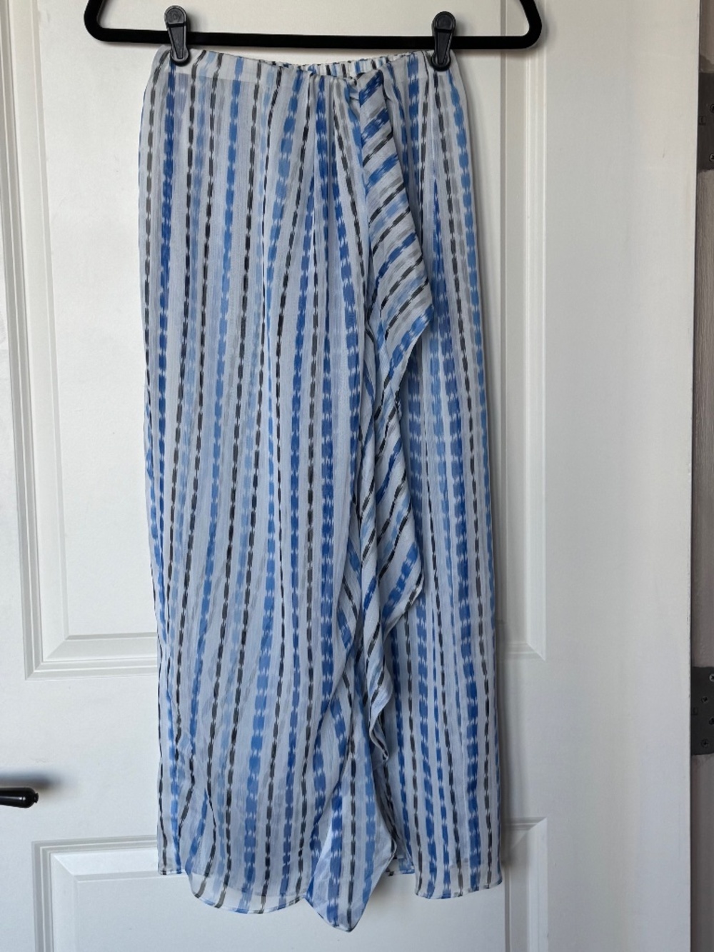 Misa Los Angeles - Blue and White Stripe - Ruffle Front - skirt, size XS
